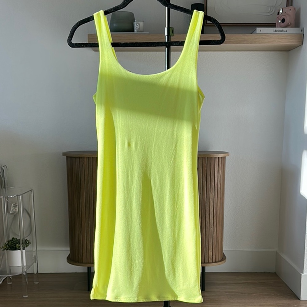 Naked Wardrobe Neon Yellow Sleeveless Dress